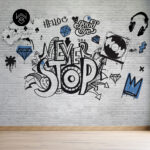 גרפיטי סטייל כחול בהיר 77358