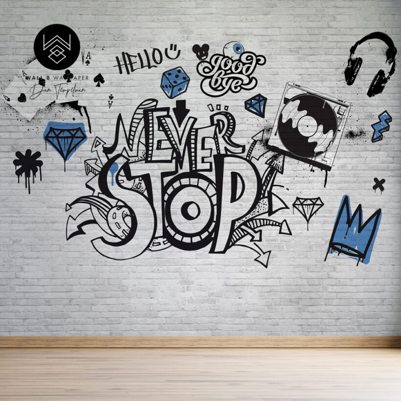 גרפיטי סטייל כחול בהיר 77358