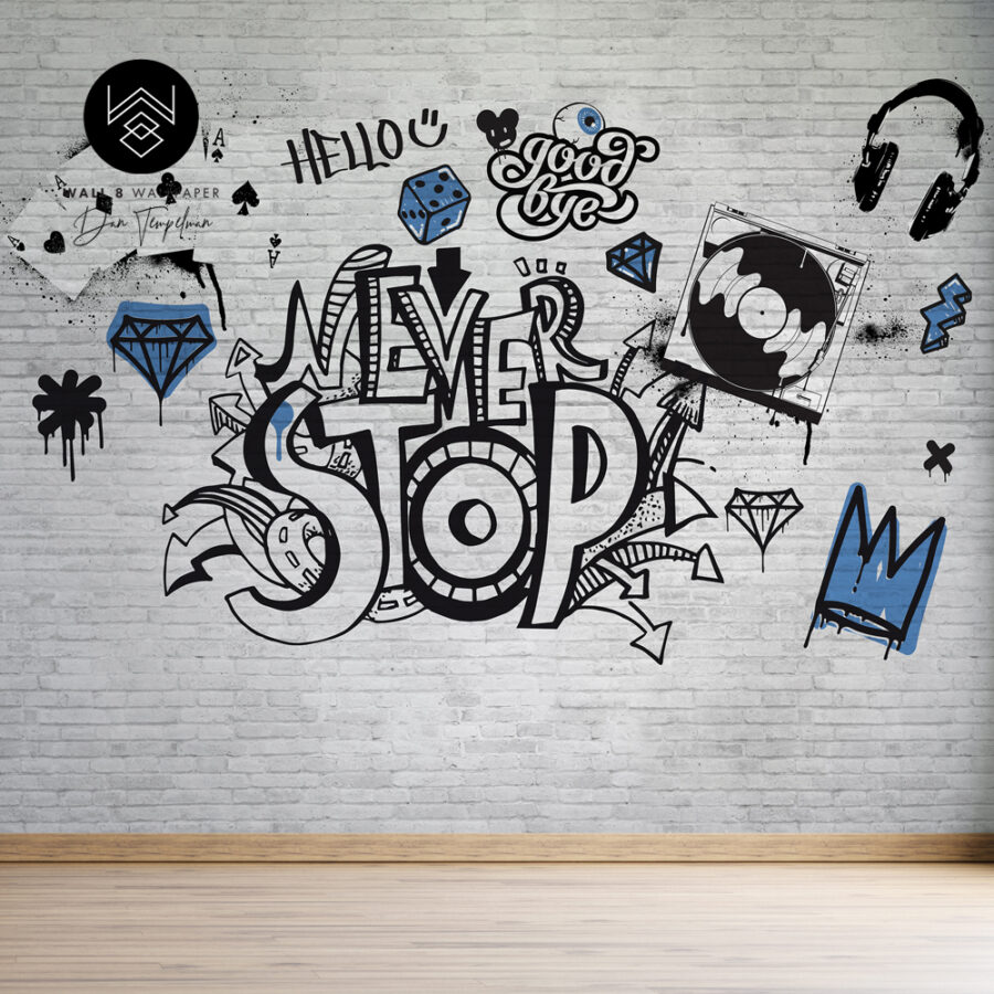 גרפיטי סטייל כחול בהיר 77358