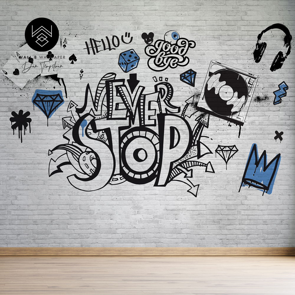 גרפיטי סטייל כחול בהיר 77358