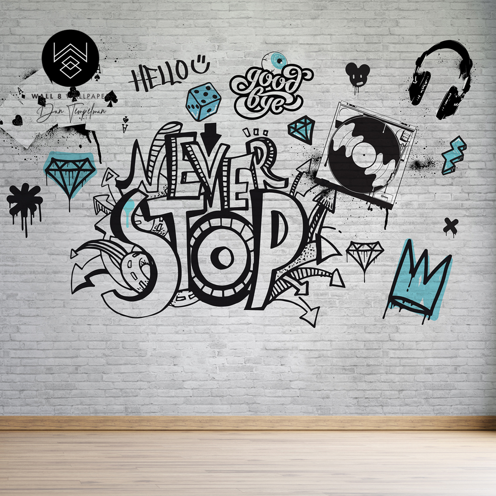 גרפיטי סטייל תכלת 77357