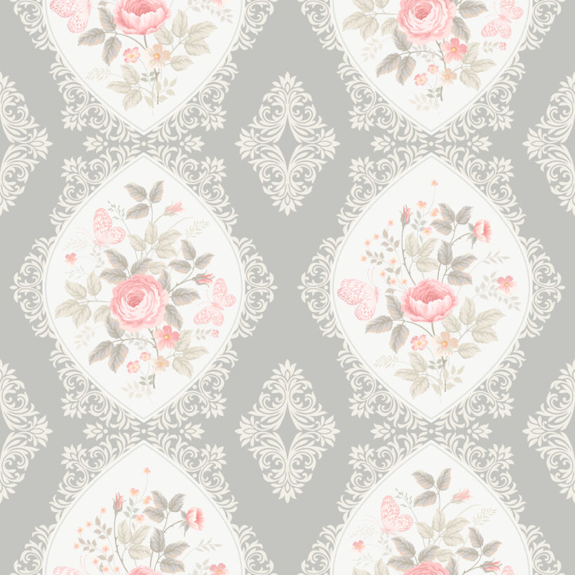 Seamless Floral Pattern With Lace And Borders