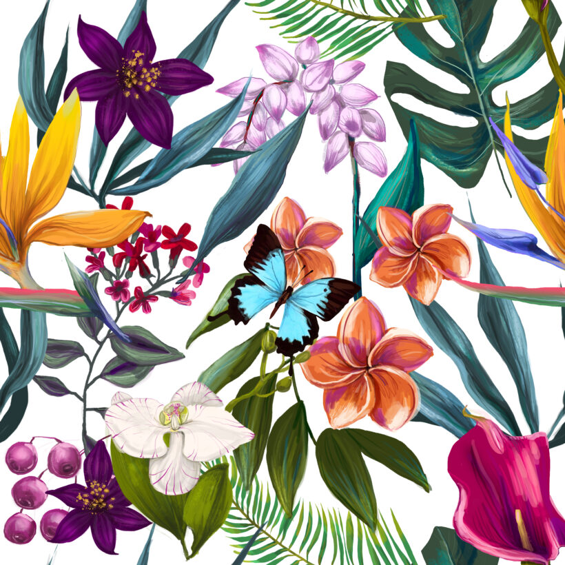 Seamless Exotic Floral Fashion Pattern