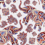 Watercolor Ethnic Elephant With Paisley Elements Background.
