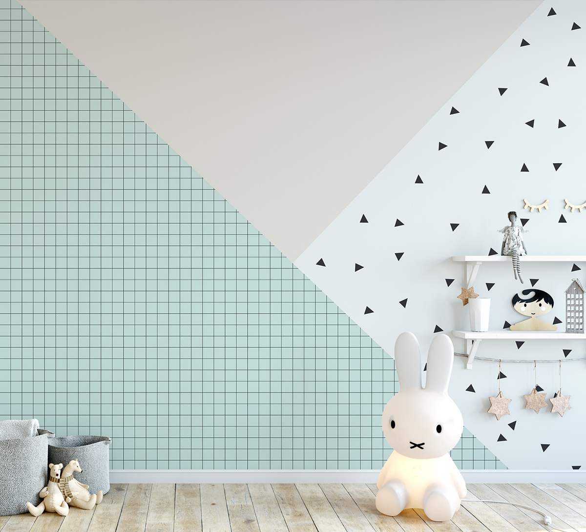 משולשים אפור מנטה