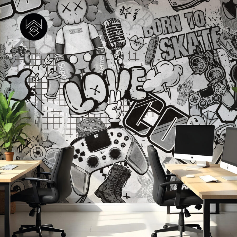 גרפיטי מון אפור 213252 (2)