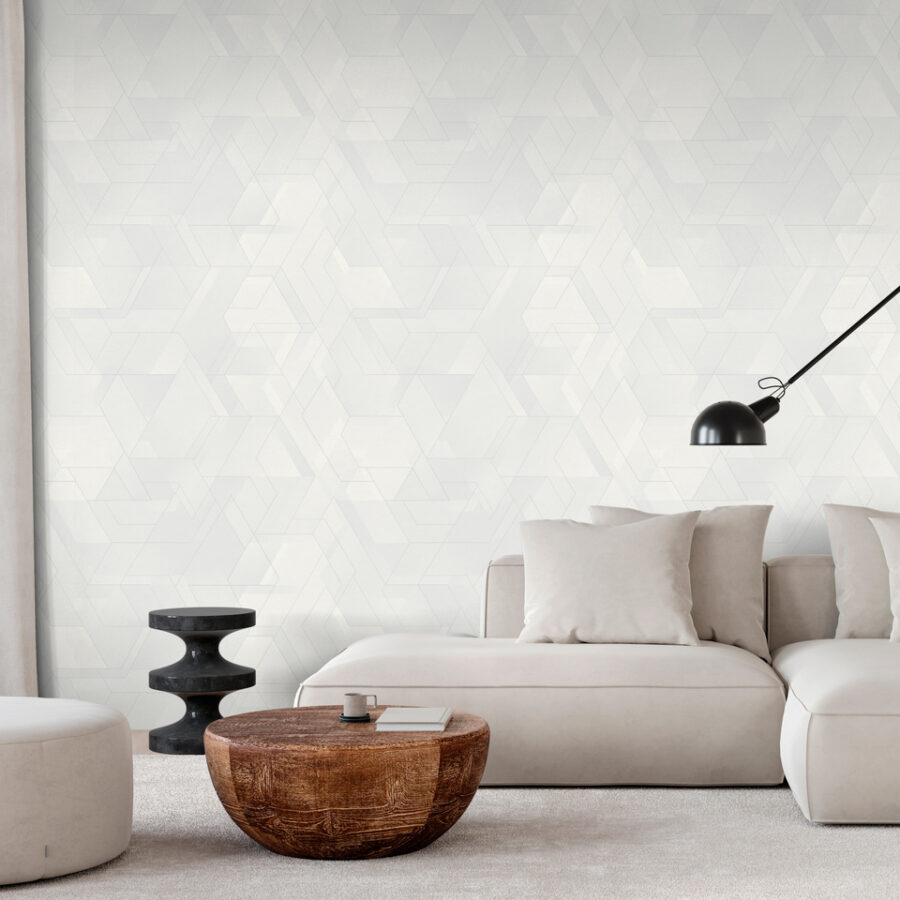 Stylish Living Room In Beige Tones With A Sofa, A Sconce, A Wood